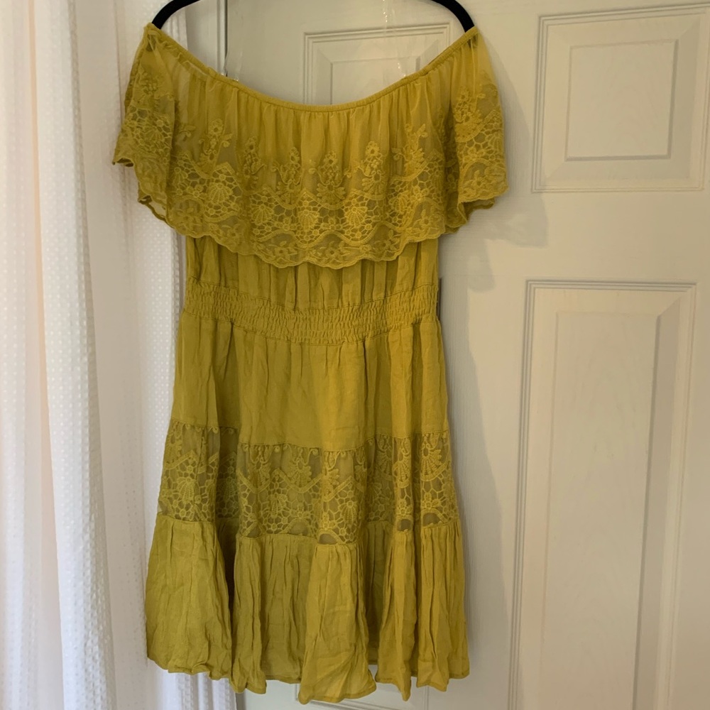 Chartreuse Full Hearts Mini Dress by Mur Mur